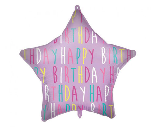 Picture of HAPPY BIRTHDAY STAR PURPLE 18 INCH